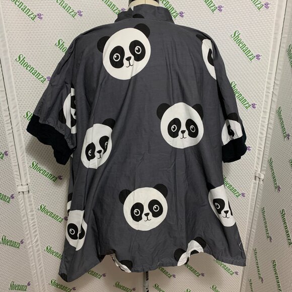 Scrub Shirt Top Panda Faces Pockets V-Neck Gray Custom Made Plus Size 8X - 9X - Picture 8 of 8